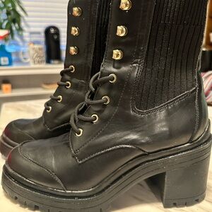 Black Lace-Up Ankle Boots